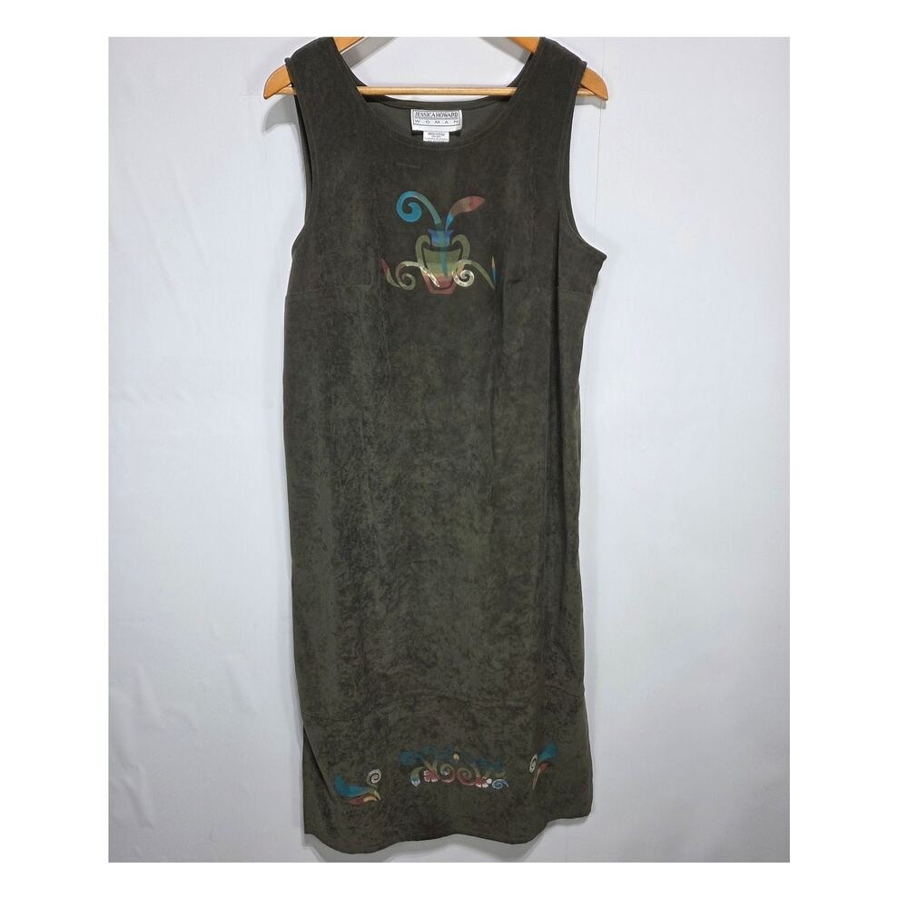 Jessica Howard Woman's Cottage Core Vintage Green Maxi Jumper Dress Size 14